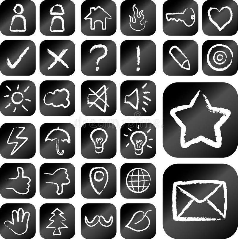 Chalk drawing icons set vector illustration