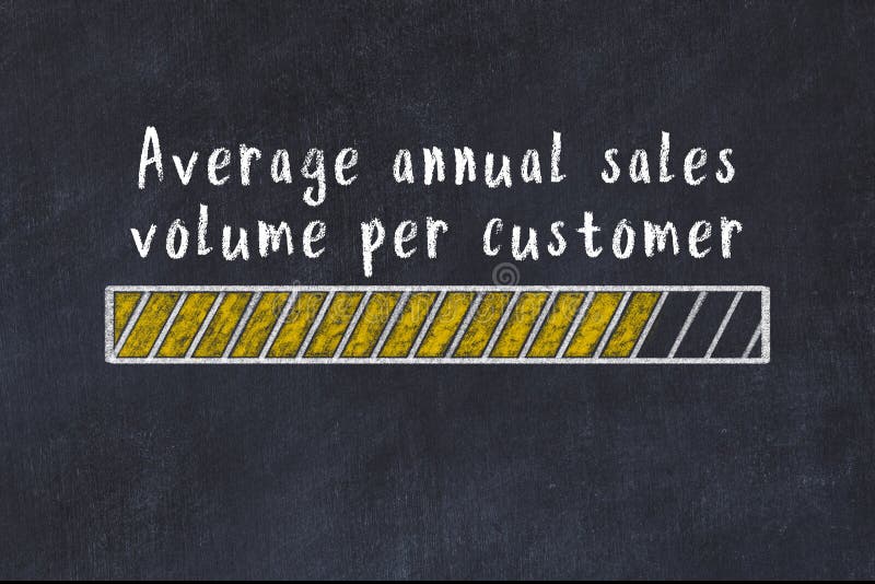 Chalk drawing of loading progress bar with inscription average annual sales volume per customer royalty free illustration