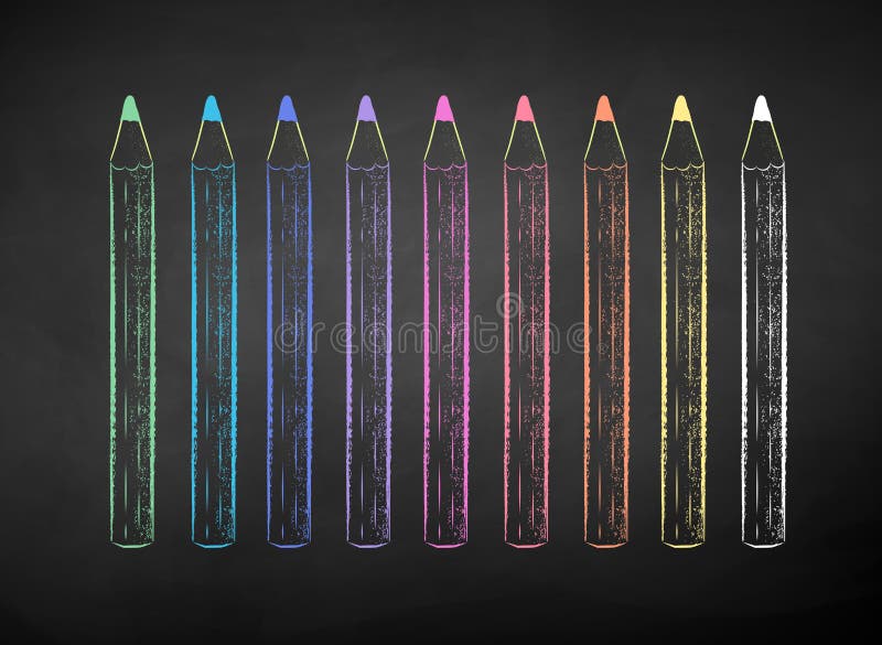 Chalk Drawn Illustration of Colored Pencils Stock Vector Illustration