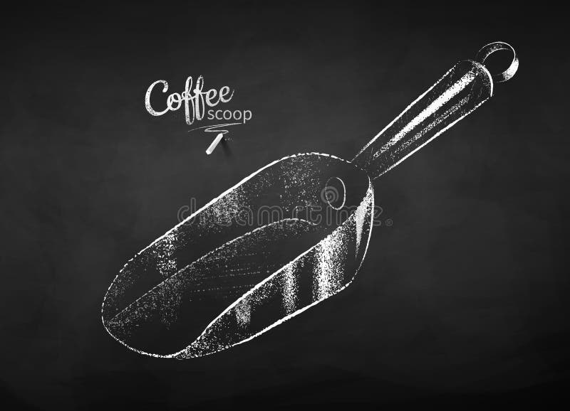 Chalk drawn sketch of metal coffee scoop