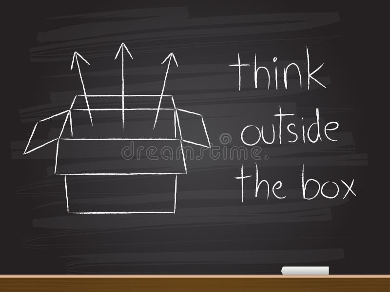 Chalk hand drawing with think outside the box. royalty free illustration Chalk hand drawing with think outside the box. royalty free illustration