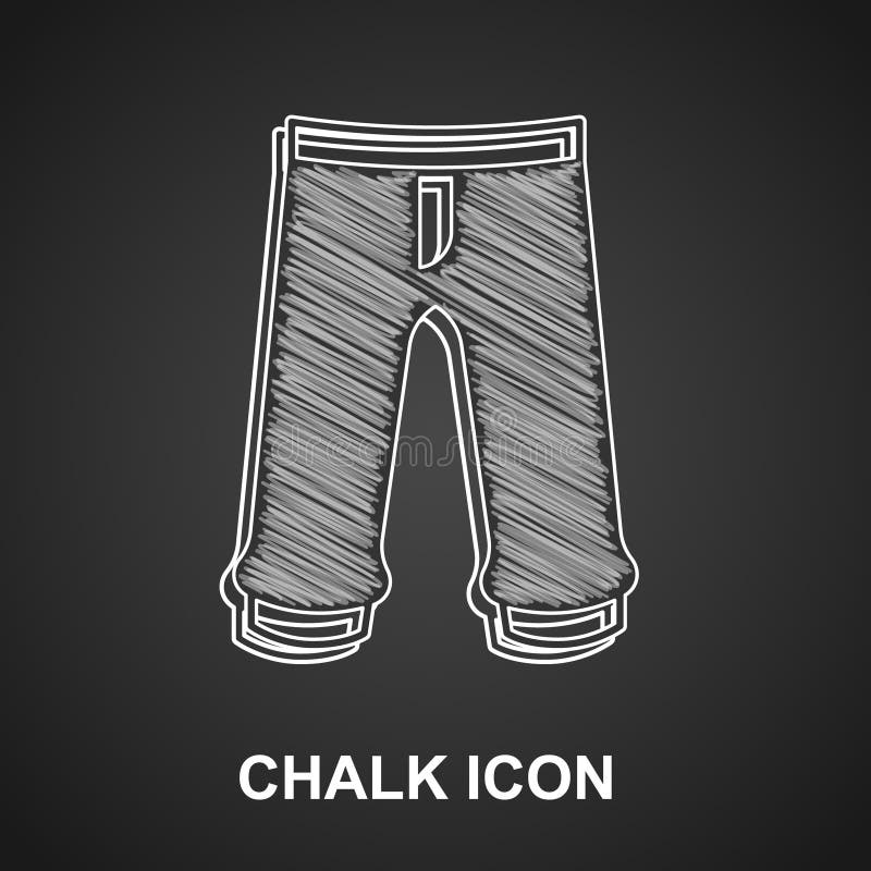 Chalk Pants Icon Isolated on Black Background. Trousers Sign Stock