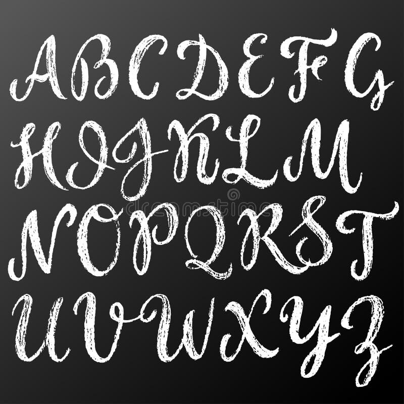 Chalk Script English Alphabet Stock Vector - Illustration of drawing ...