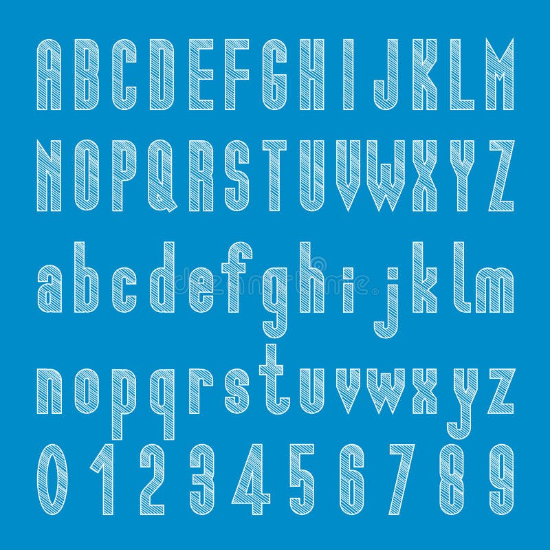 Chalk sketched font design, Alphabet and number vector stock illustration Chalk sketched font design, Alphabet and number vector stock illustration