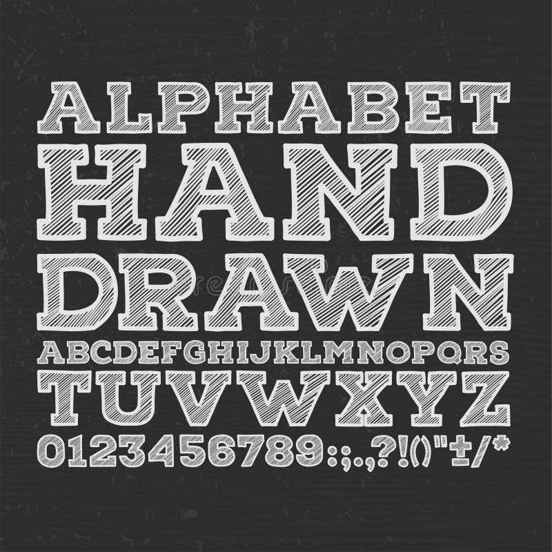 Chalk sketched striped alphabet abc vector font vector illustration Chalk sketched striped alphabet abc vector font vector illustration