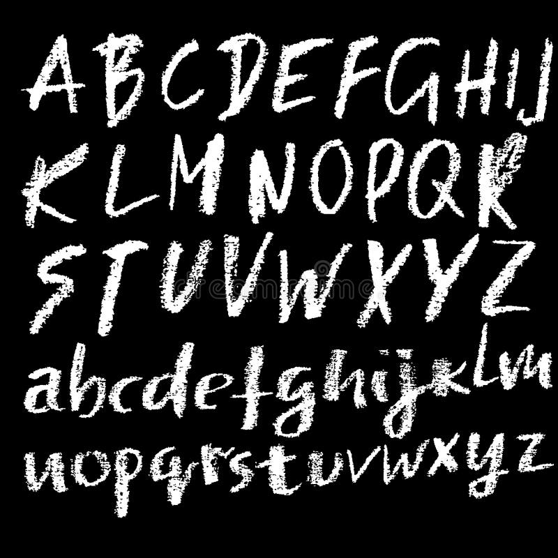 Chalk Textured Font. Grunge Script On Chalkboard. Vector ...