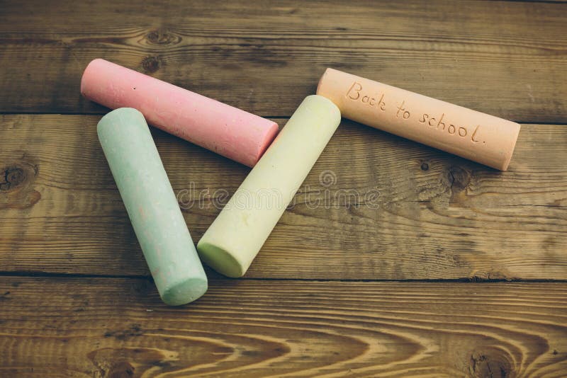 Chalk with Words Back To School Stock Photo Image of board