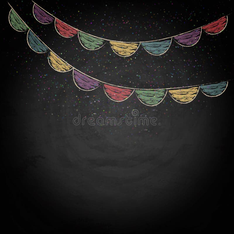 Chalkboard Background Drawing Bunting Flags Stock Illustrations 91