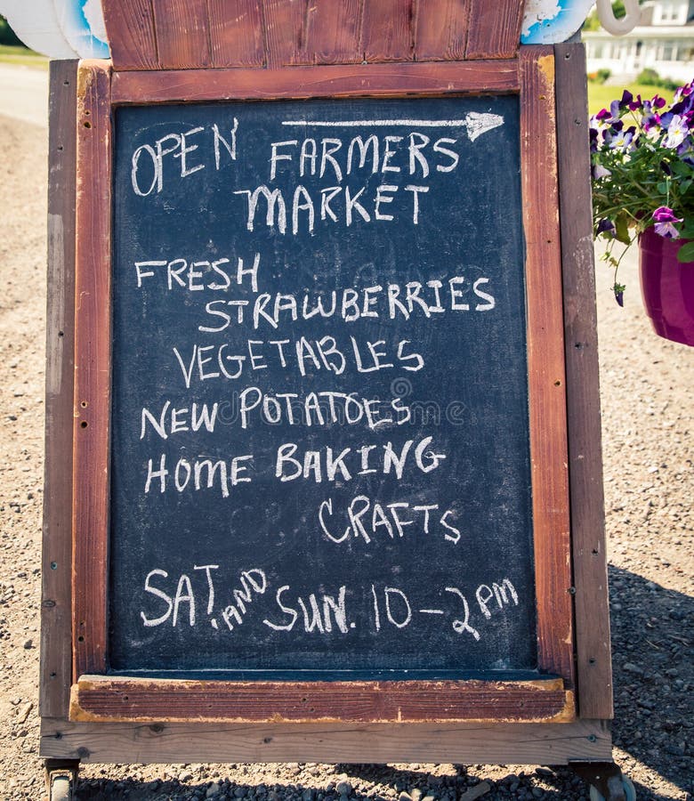 Chalkboard with Farmers Market Stock Image Image of nova, market