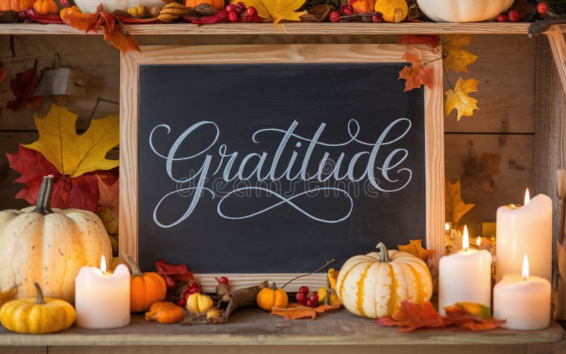 Chalkboard generativeai gratitude con elegante sceneggiatura per il ringraziamento illustrazione di stock
