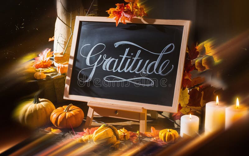Chalkboard generativeai gratitude con elegante sceneggiatura per il ringraziamento illustrazione di stock