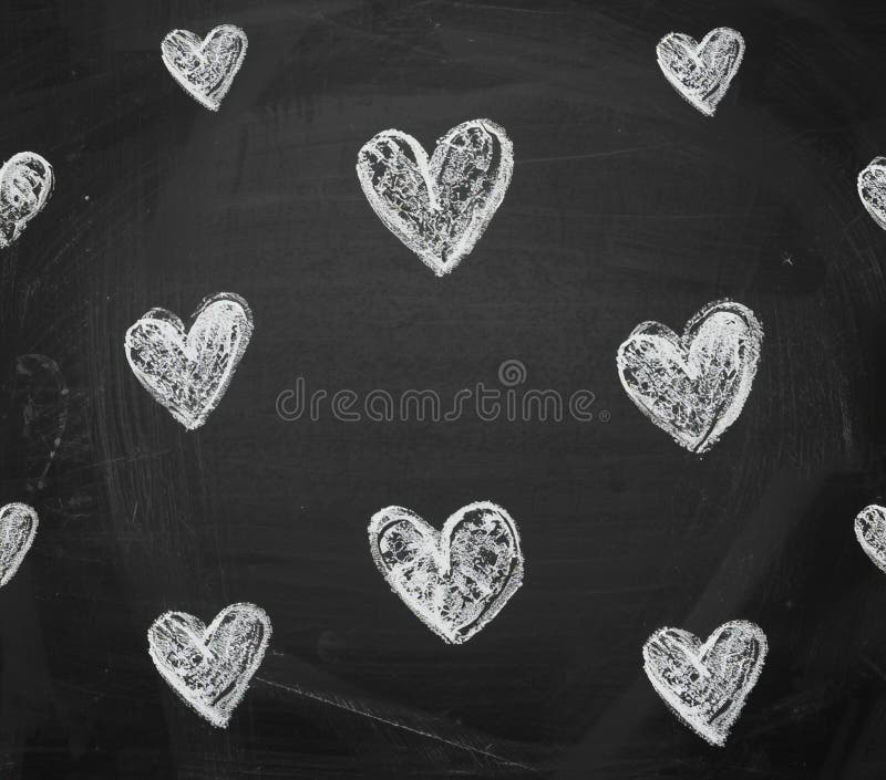 Chalkboard Hearts Pattern Expressing Love and Affection on a Textured Blackboard Surface Ideal for Valentines Day Romance or Educa royalty free illustration