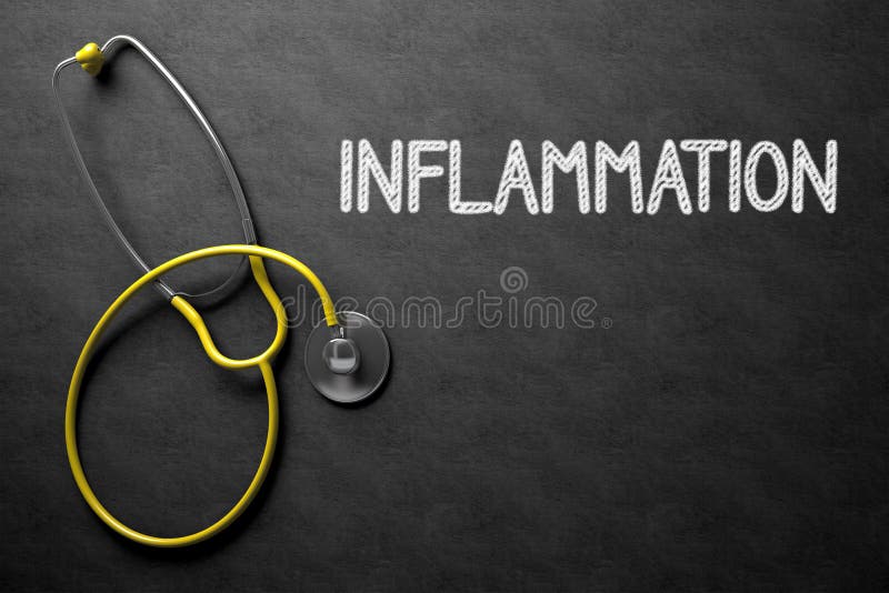 Medical Concept: Black Chalkboard with Inflammation. Medical Concept: Inflammation - Text on Black Chalkboard with Yellow Stethoscope. 3D Rendering. Medical Concept: Black Chalkboard with Inflammation. Medical Concept: Inflammation - Text on Black Chalkboard with Yellow Stethoscope. 3D Rendering.