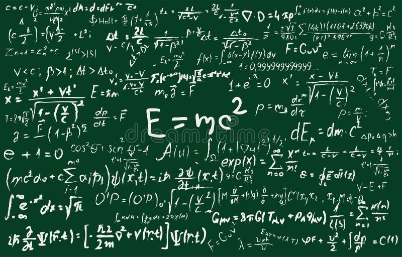 Blackboard inscribed with scientific formulas and calculations in physics and mathematics. Can illustrate scientific stock illustration Blackboard inscribed with scientific formulas and calculations in physics and mathematics. Can illustrate scientific stock illustration