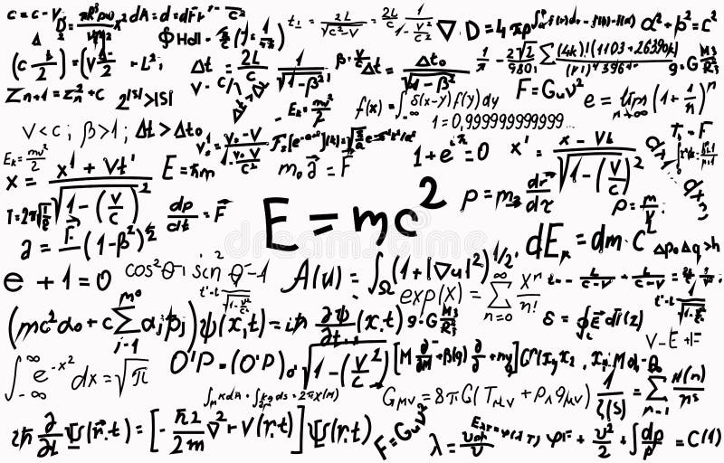 Blackboard inscribed with scientific formulas and calculations in physics and mathematics. Can illustrate scientific royalty free illustration Blackboard inscribed with scientific formulas and calculations in physics and mathematics. Can illustrate scientific royalty free illustration