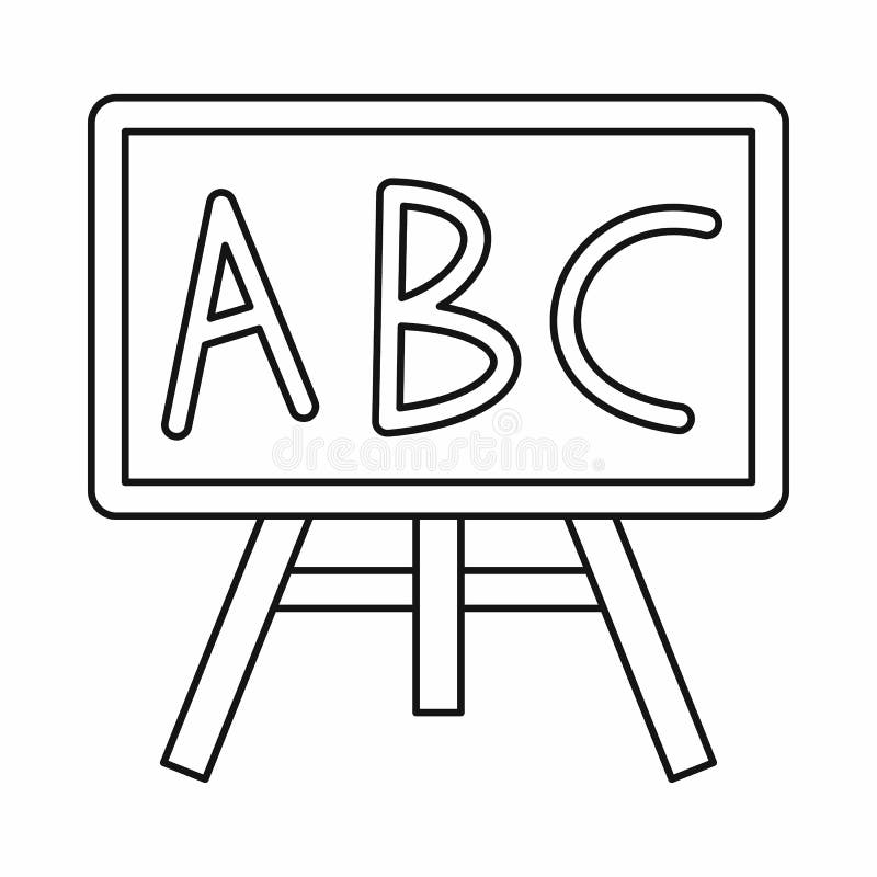 Chalkboard With The Leters Abc Icon Outline Style Stock Illustration Illustration Of Learn Outline
