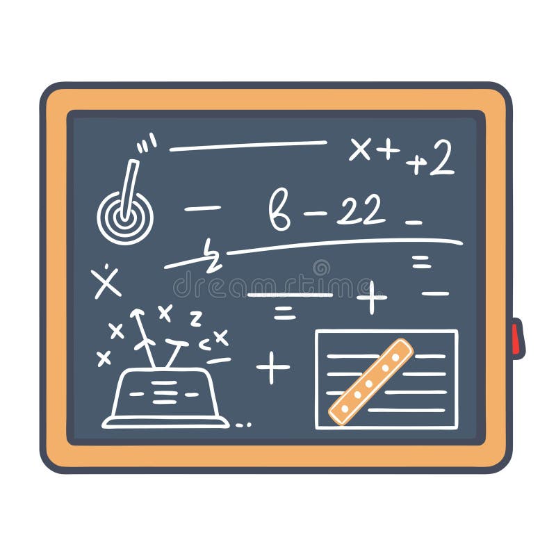Chalkboard med 'Math Equations and Diagrams Education Classroom Concept' vektor illustrationer