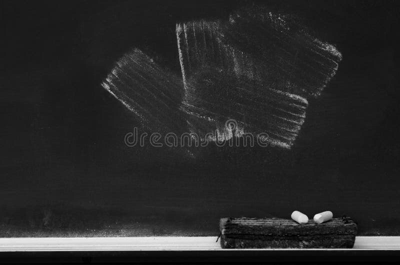 Chalkboard in School for Education with Eraser and Chalk Board Stock
