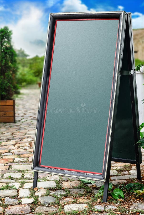 Chalkboard Stand Outside the Restaurant Stock Photo Image of design