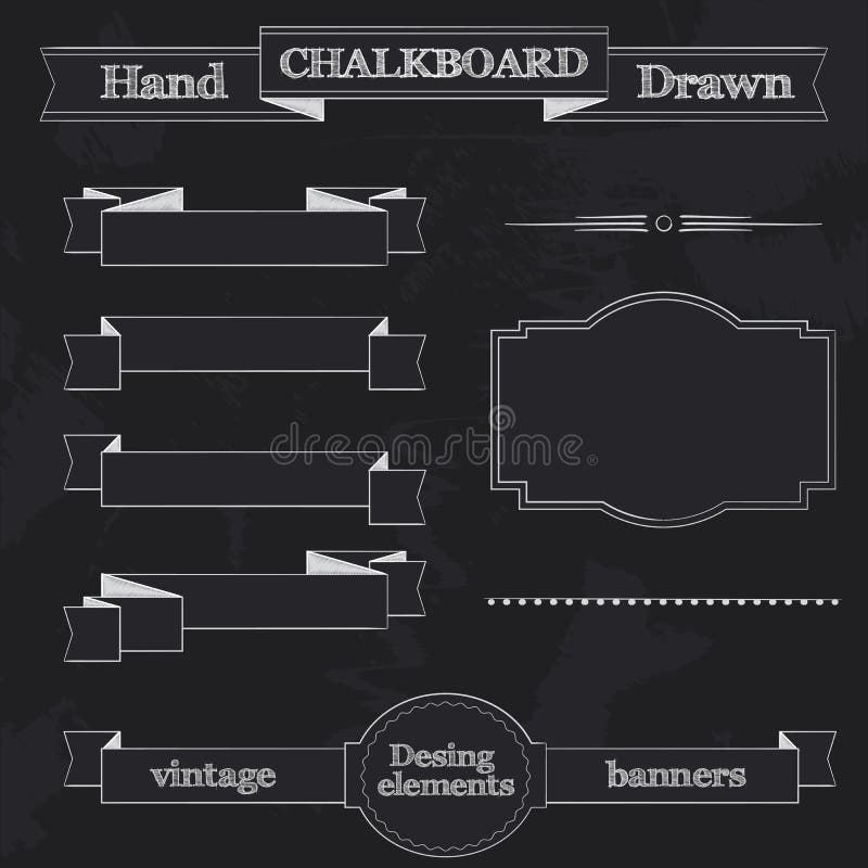 Chalkboard Banners and Vector Frames Stock Vector Illustration of