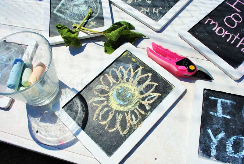 Chalkboard sunflowers stock photo. Image of yellow, flower 44536870