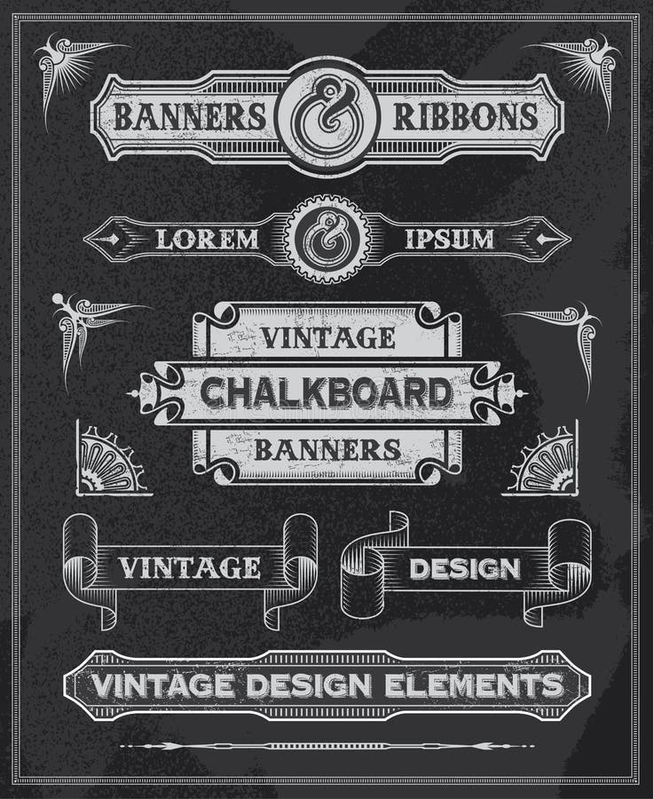 Chalkboard vintage banner and ribbons vector illustration Chalkboard vintage banner and ribbons vector illustration