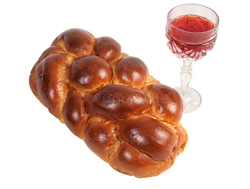 Challah bread and wine for Shabbat, isolated. Kosher stock images, royalty-free photos and pictures