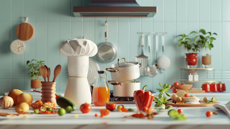 Challenge perceptions by combining the intricate world of Culinary Arts with the limitless possibilities of Virtual Reality royalty free illustration