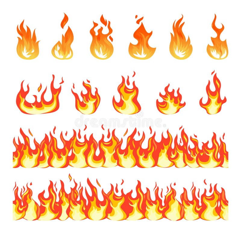 Coleção De Chamas De Desenho Animado. Fogo Quente Chama Isola Calor  Vermelho Brilhante. Efeito De Tocha Dos Elementos Gráficos De Ilustração do  Vetor - Ilustração de inferno, fogueira: 231282691