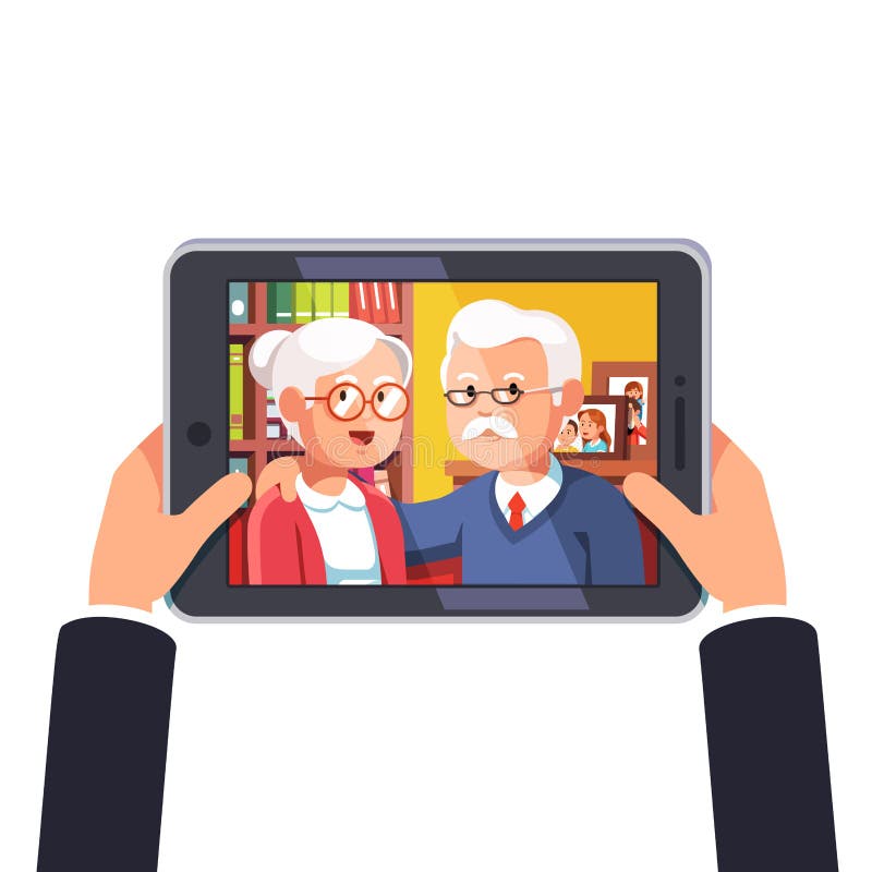 Chamada online com pais velhos ou avós ilustração do vetor Chamada online com pais velhos ou avós ilustração do vetor
