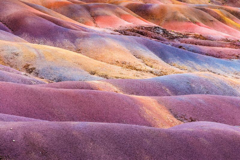 Unusual volcanic formation seven colored earths in Chamarel on Mauritius island. Unusual volcanic formation seven colored earths in Chamarel on Mauritius island