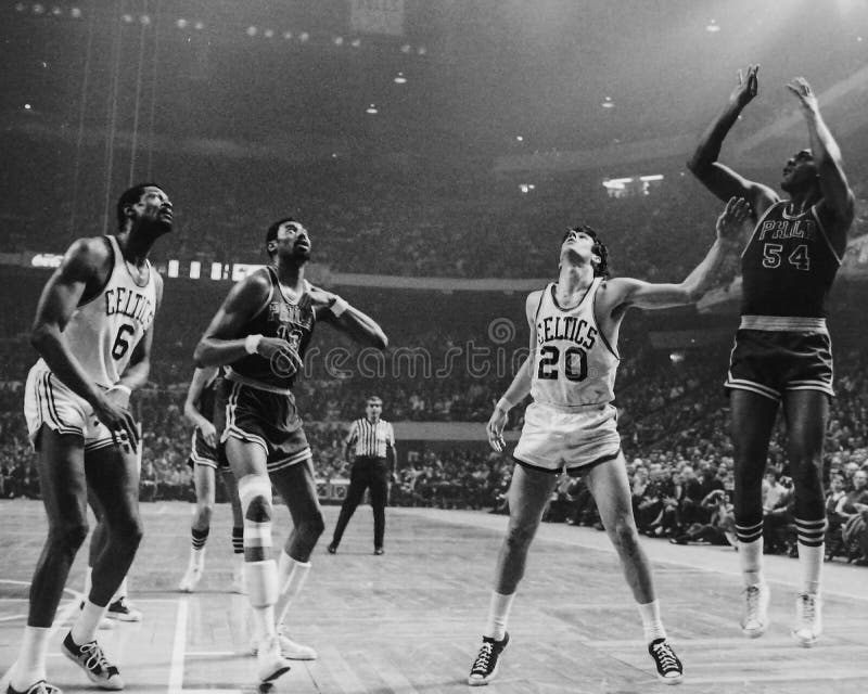 Chamberlain și russell vintage nba. stock image