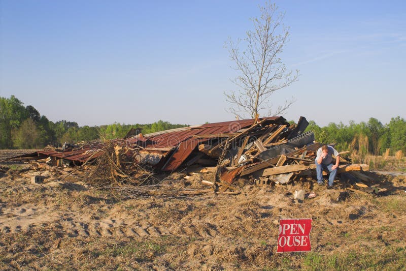 A house that has fallen victim to disaster. A house that has fallen victim to disaster.