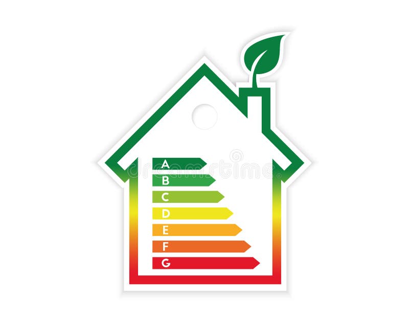 Chambre et label de rendement énergétique illustration stock Chambre et label de rendement énergétique illustration stock