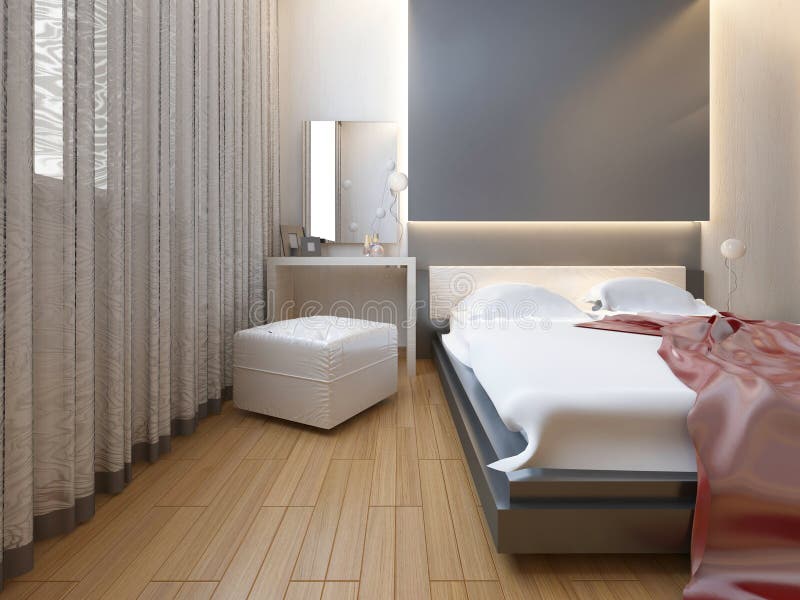 Chambre à coucher dans la lumière orientale de style avec les fleurs rouges et jaunes illustration stock Chambre à coucher dans la lumière orientale de style avec les fleurs rouges et jaunes illustration stock