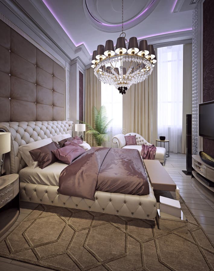 Chambre à coucher dans un style classique luxueux photographie stock Chambre à coucher dans un style classique luxueux photographie stock