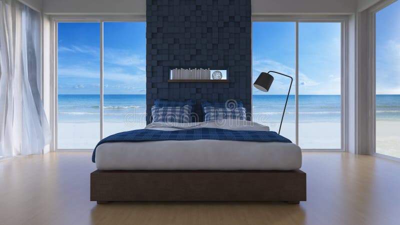 chambre à coucher du seaview 3D photo libre de droits chambre à coucher du seaview 3D photo libre de droits