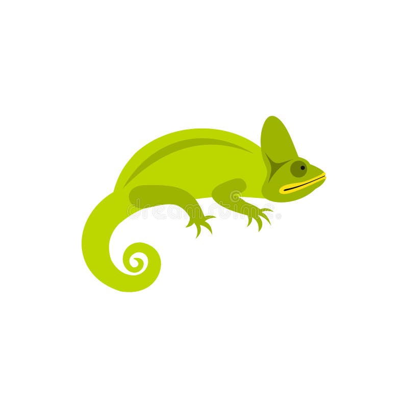 Chameleon Icon in Flat Style Stock Illustration - Illustration of