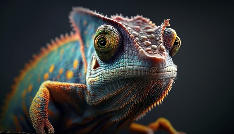 Chameleon isolated on large black background royalty free illustration