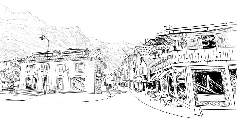 Chamonix Mont Blanc France Hand Drawn Stock Illustrations – 2 Chamonix ...