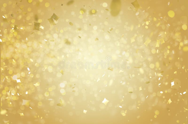 Champagne Background with Golden Glitter and Bokeh, Random Falling