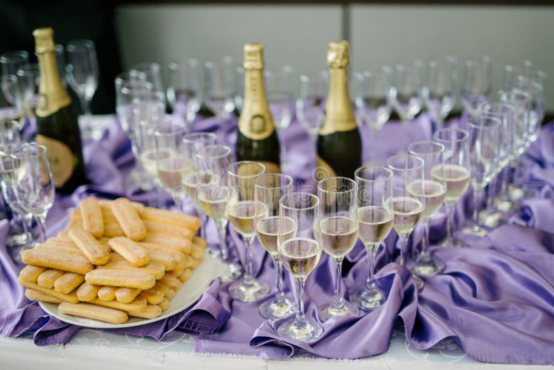 Champagne and biscuits stock photo. Image of indulgence 54340140