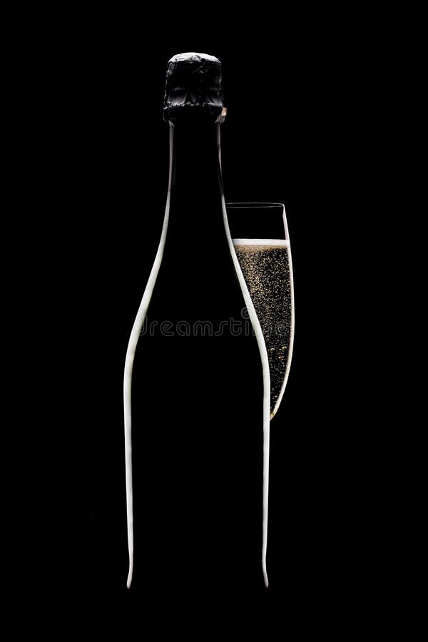 Champagne bottle and glass