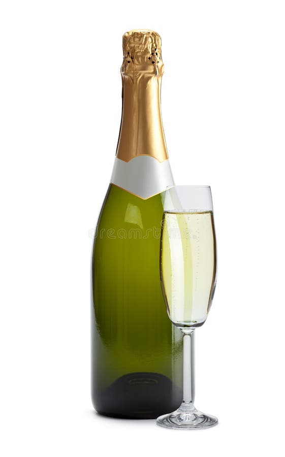 Champagne Bottle and Glass Stock Image Image of white, champagne