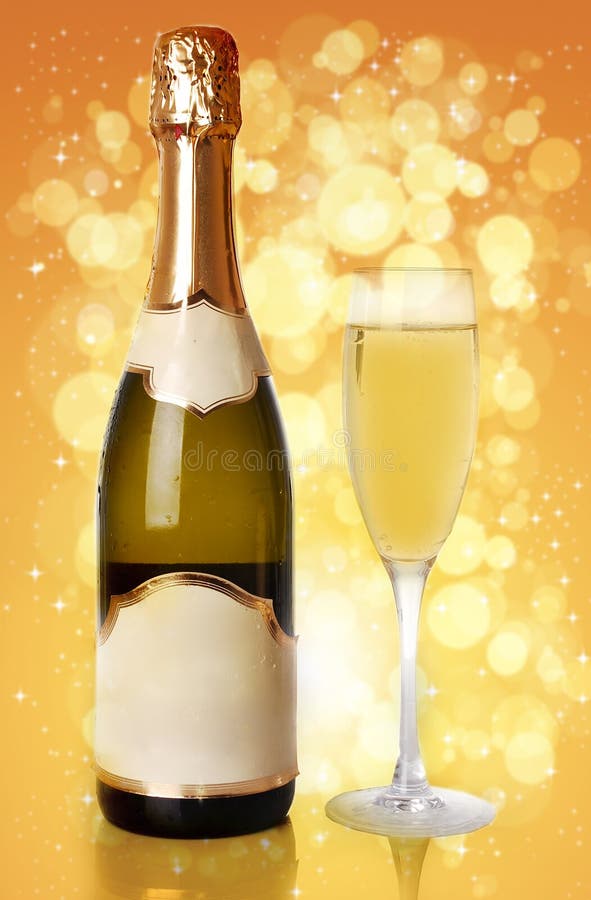 Two Champagne Glass with Bottle. Stock Photo Image of wine, isolated