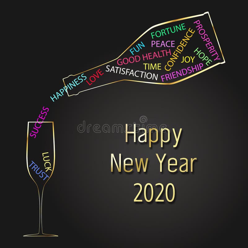 New Year 2020 Champagne Bottle Glass