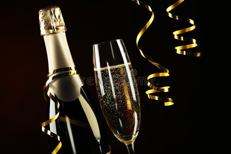 6,673 Champagne Bottle Glass Black Background Stock Photos Free