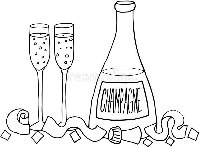 Champagne bottle and glasses