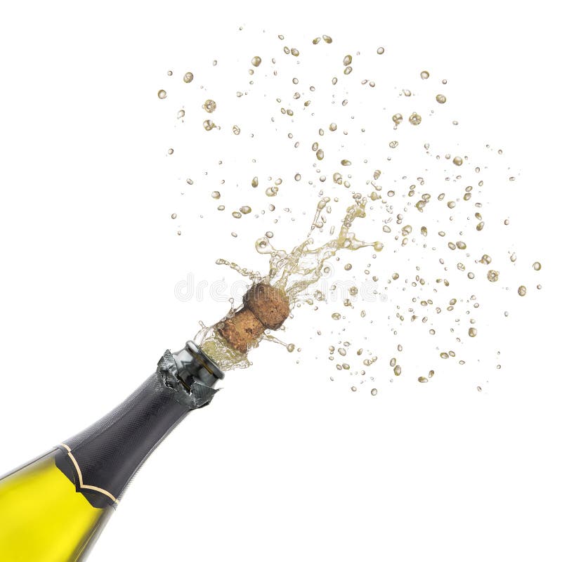 Champagne Bottle with Popping Corks Isolated Stock Photo - Image of  champagne, celebration: 86669016