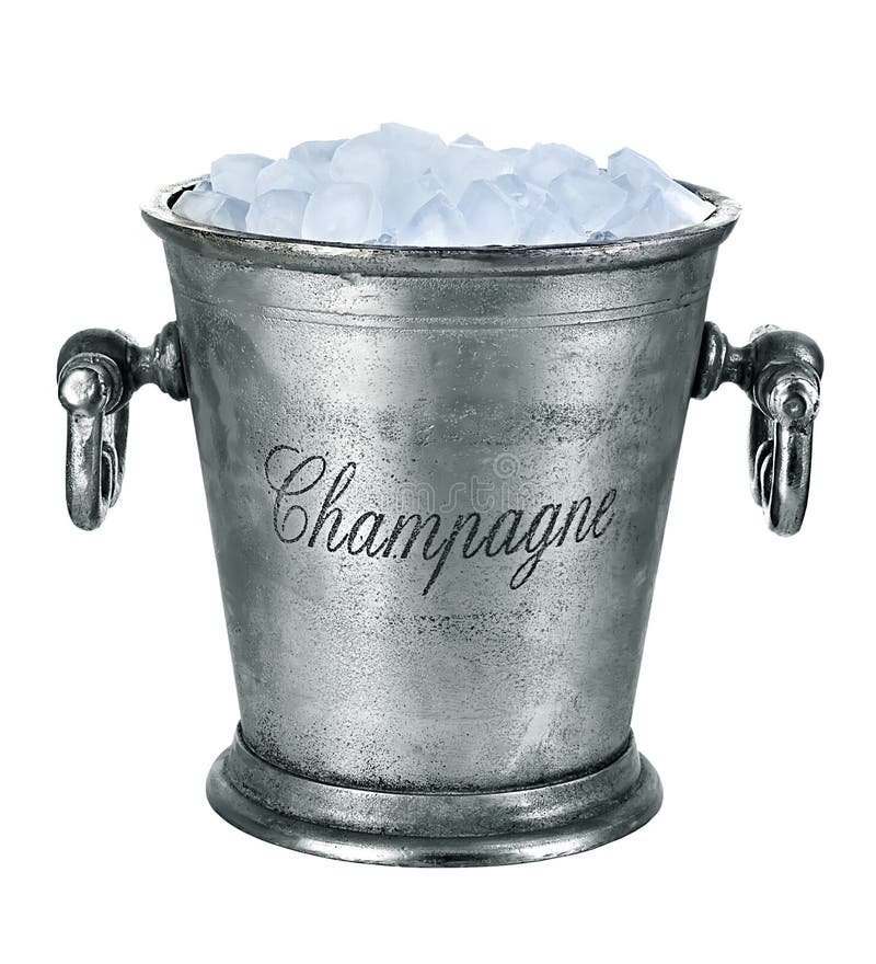 Champagne bucket, full with ice isolated on white